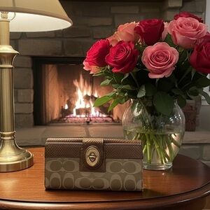 Coach Turn lock with Snake Embossed leather trim with  Classic C Canvas RARE